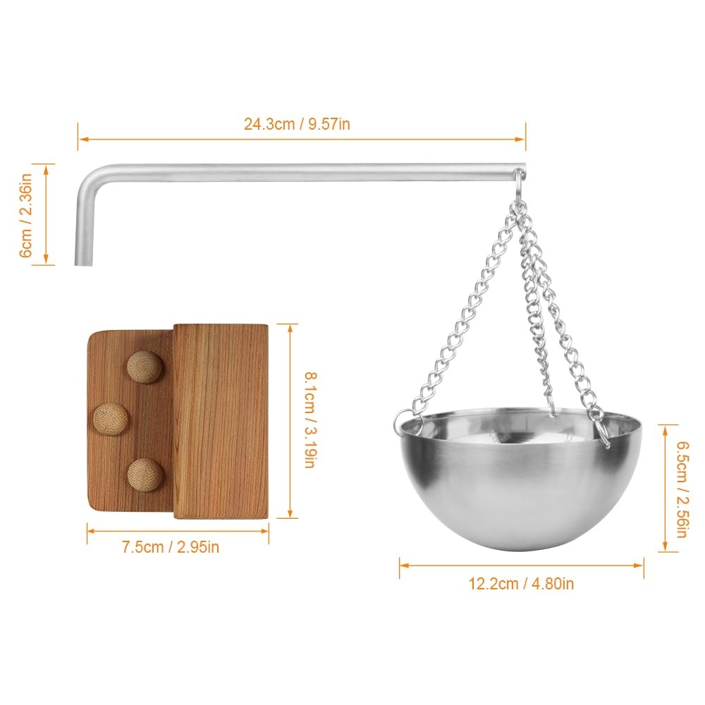 Vindar sauna oil cup diffuser mounted over heater for gentle scent release.