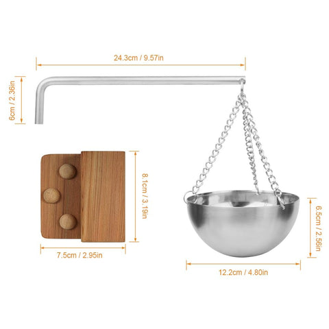 Vindar sauna oil cup diffuser mounted over heater for gentle scent release.