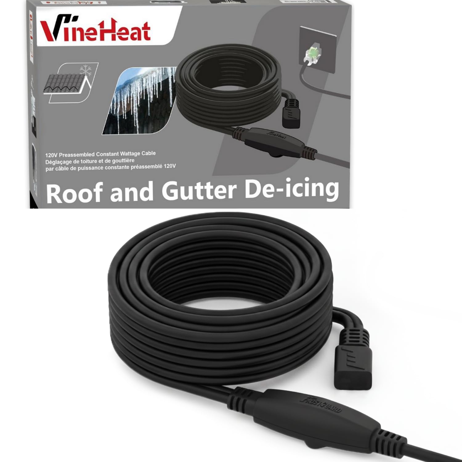 VineHeat roof heat cable roll ready to melt ice on roofs and prevent dams