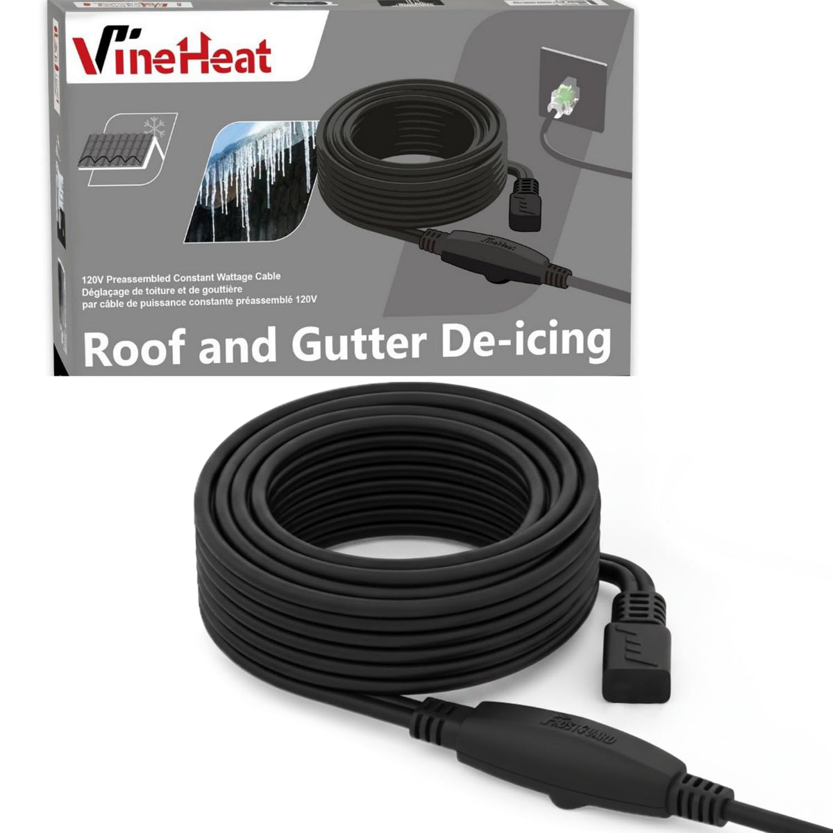 VineHeat roof heat cable roll ready to melt ice on roofs and prevent dams