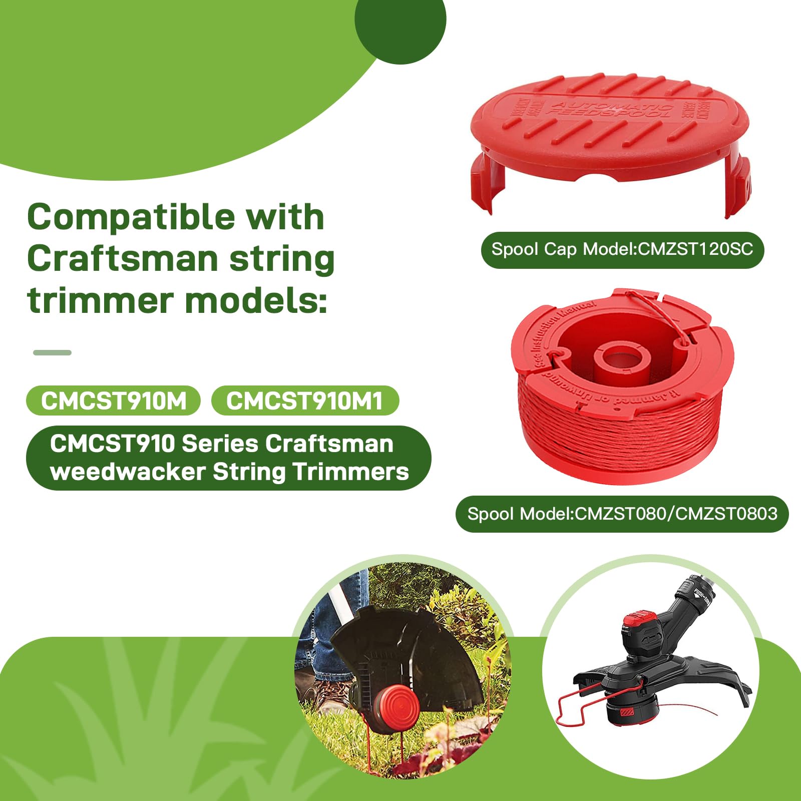 VineHii CMZST0803 spool front view with durable nylon line