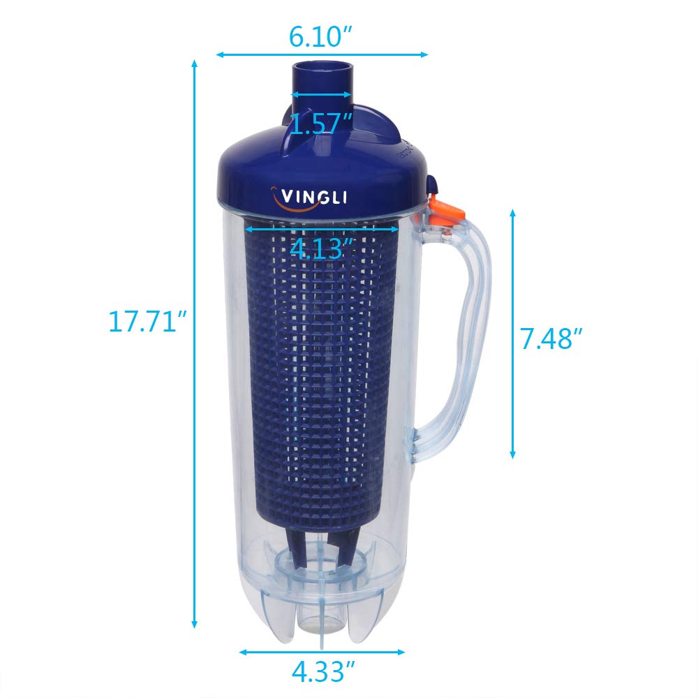 VINGLI leaf trap clear plastic body, easy visibility of debris during cleaning
