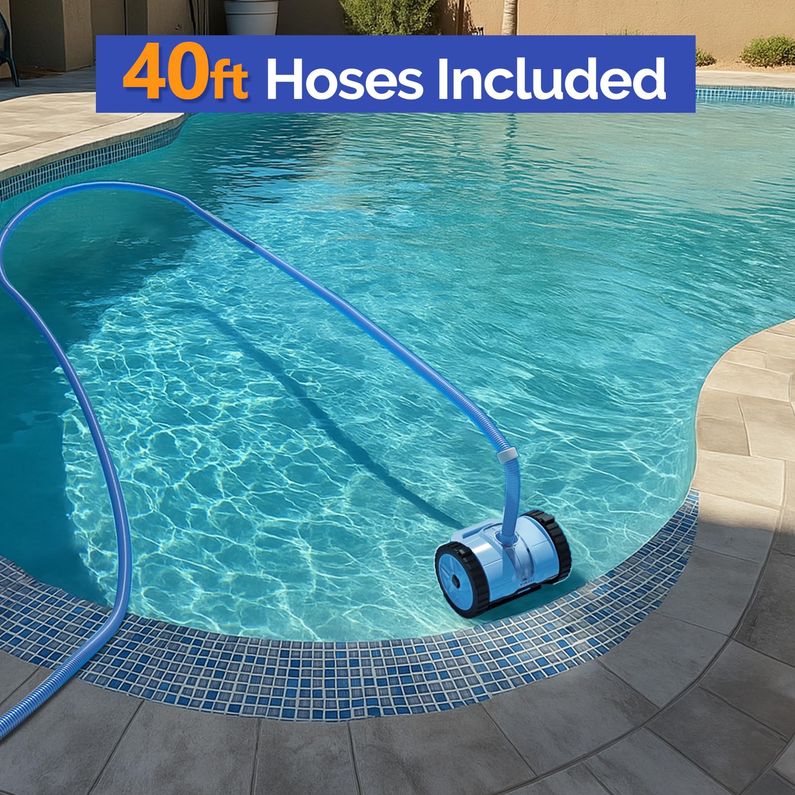 VINGLI cleaner picks up dirt and leaves for a pristine pool surface