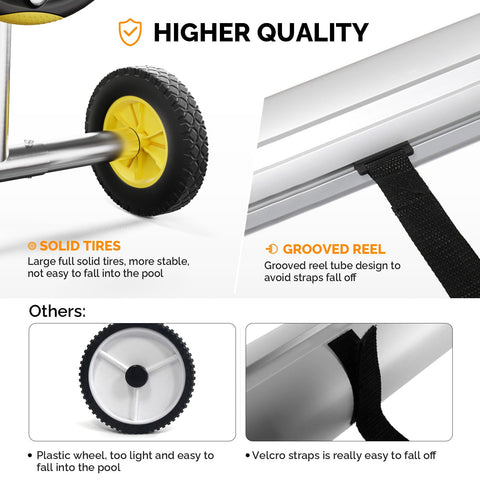VINGLI pool cover reel extended demonstrates wide width for large inground pools