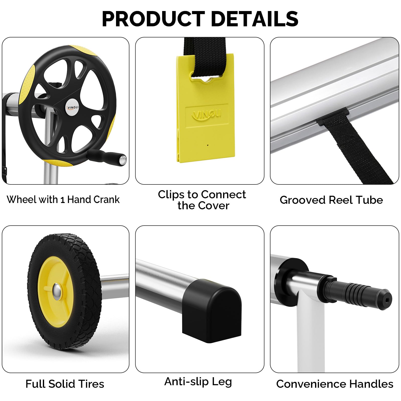 VINGLI pool cover reel wheels enable easy transport on deck