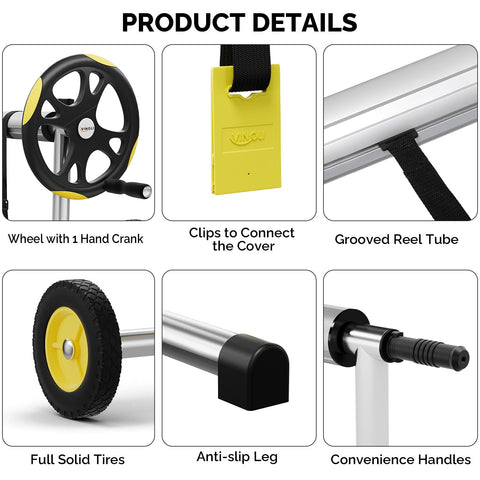 VINGLI pool cover reel wheels enable easy transport on deck