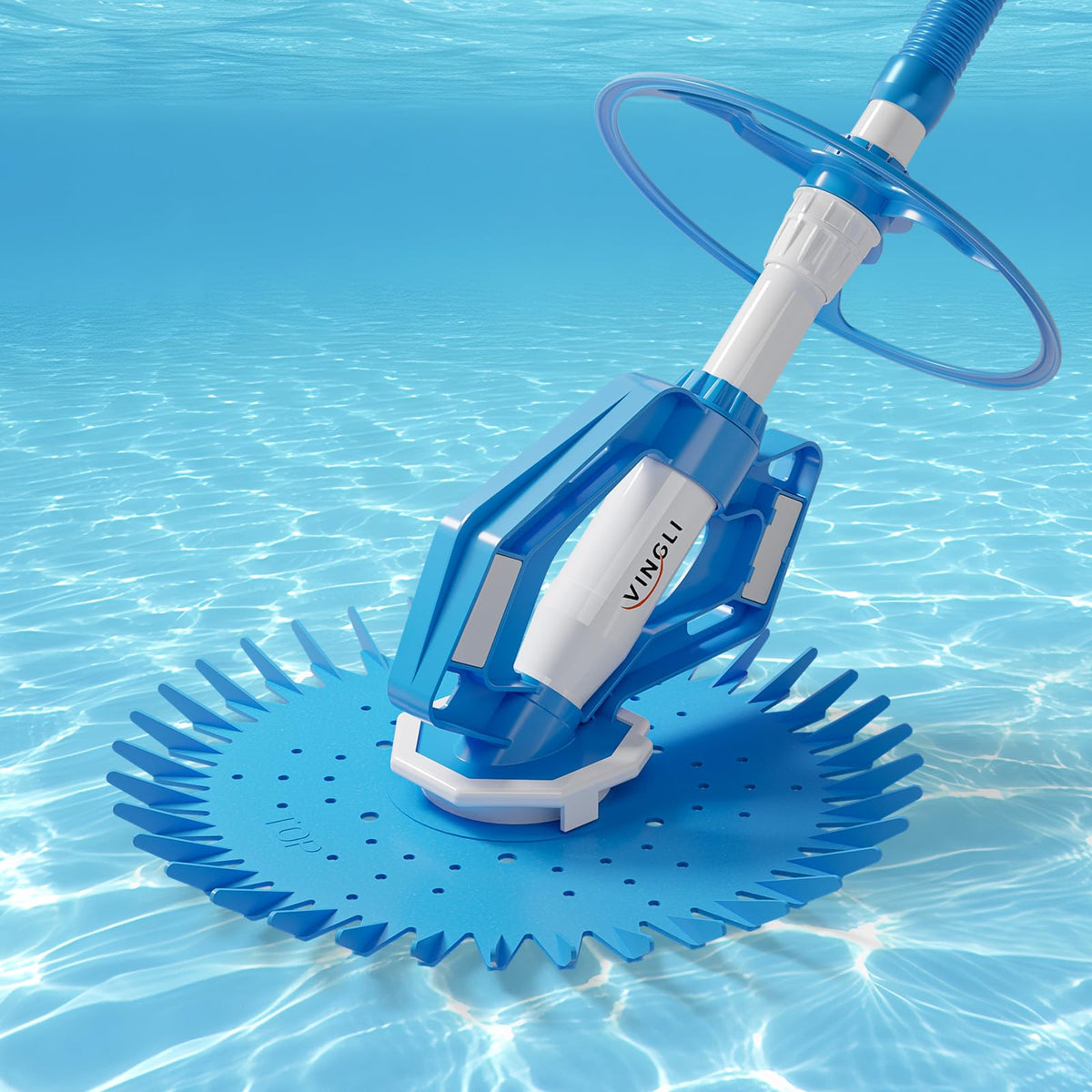 VINGLI pool vacuum cleaner with 33ft hoses cleans efficiently around the pool.