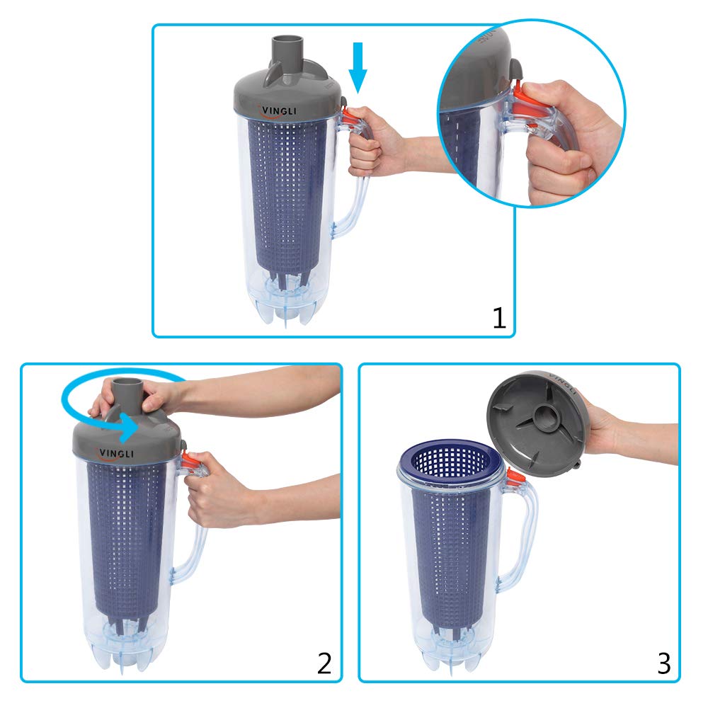 VINGLI leaf canister compatible with most pool vacuums and sweepers.