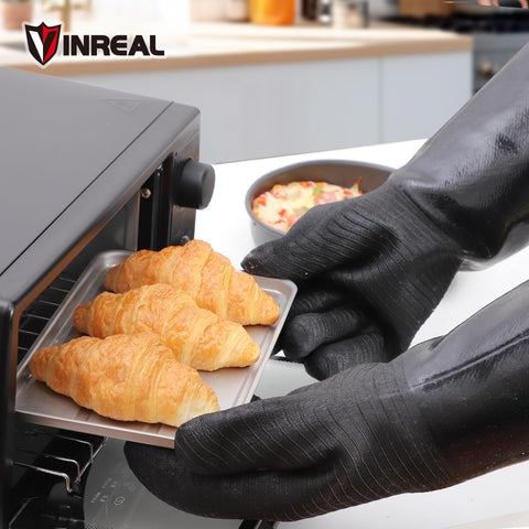 VINREAL BBQ Gloves in action protecting hands while grilling