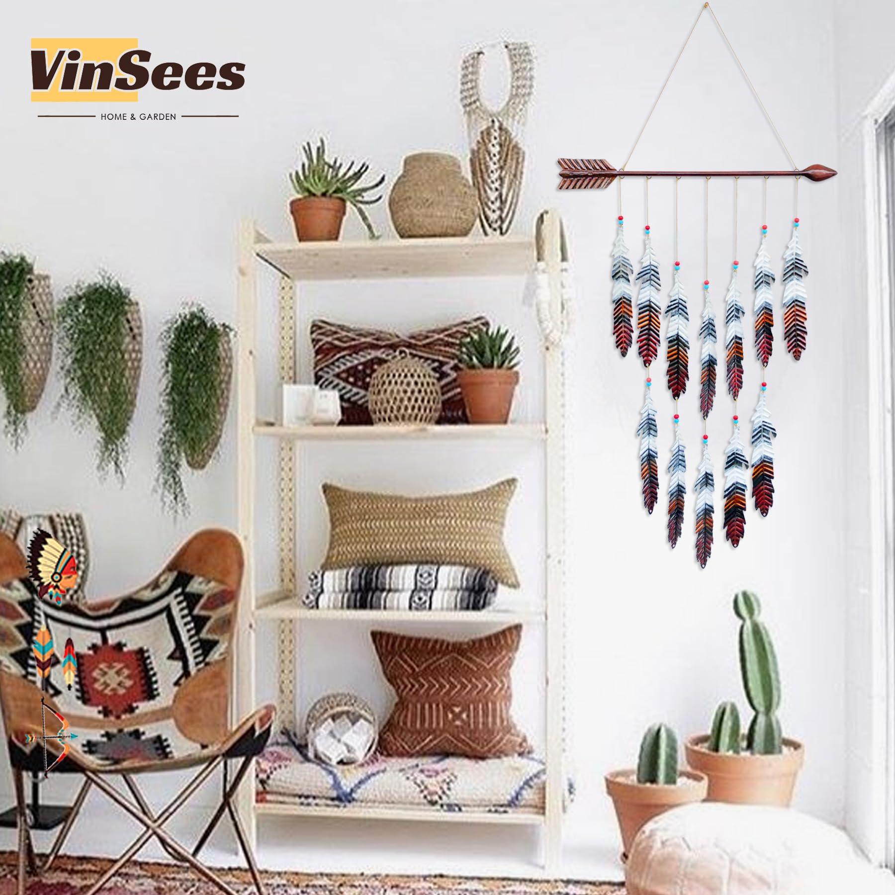 VinSees Native American-style wall art blends artful design with outdoor-ready charm.