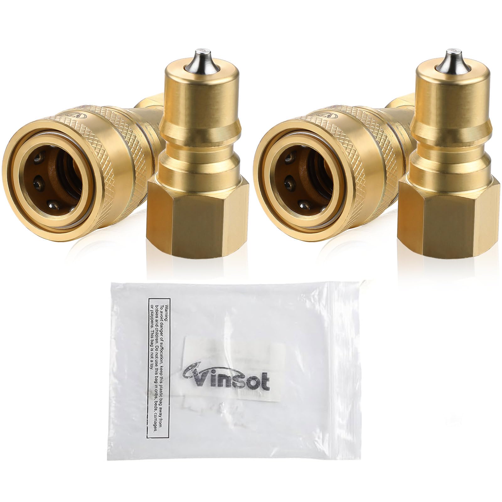 Vinsot 2-set quarter-inch quick-disconnect coupler for easy hose connections and quick replacements.