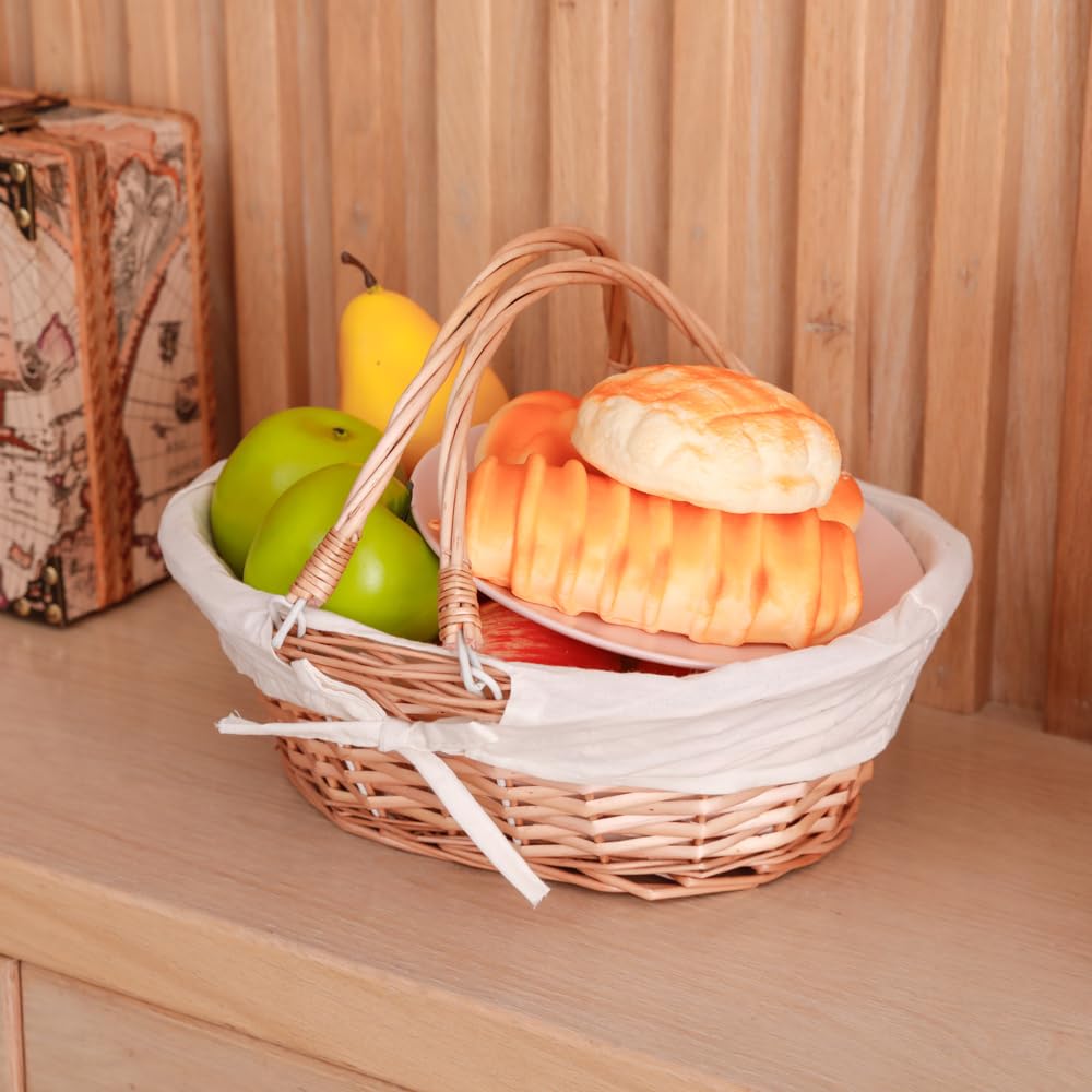 Vintiquewise lined wicker basket adds decorative storage and easy cleaning.
