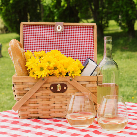 Vintiquewise Wickerwise basket featuring gingham lining for timeless style