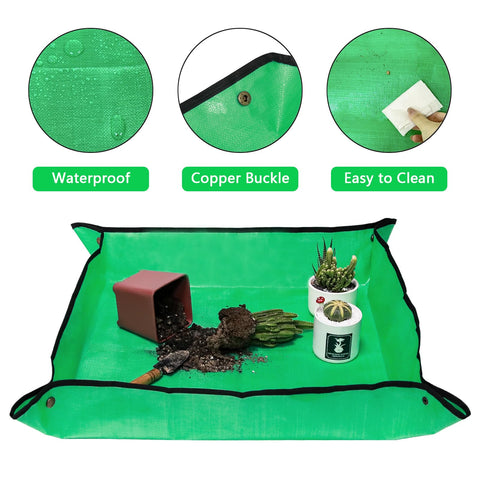 VinYankee mat on a workbench for indoor and outdoor gardening tasks.