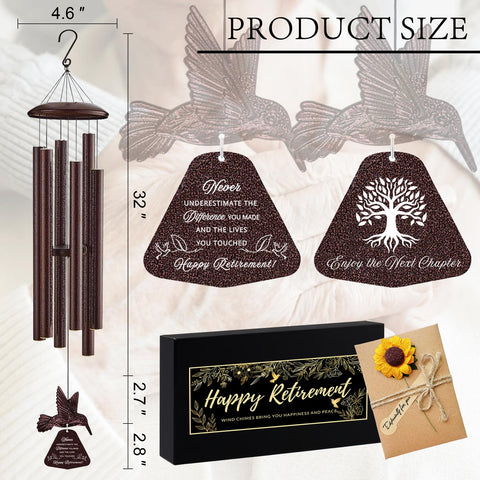 Violinak 32-inch wind chime with sunflower card for celebrations and new beginnings