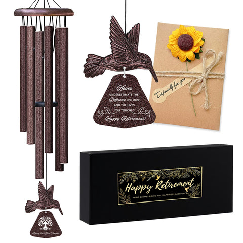 Violinak retirement wind chime with hummingbird for outdoor porch decor and farewell