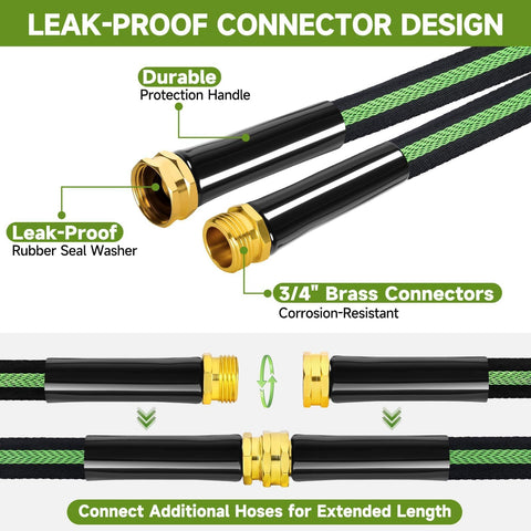 VIONMI garden hose four-layer construction resists abrasion for long-lasting outdoor use.