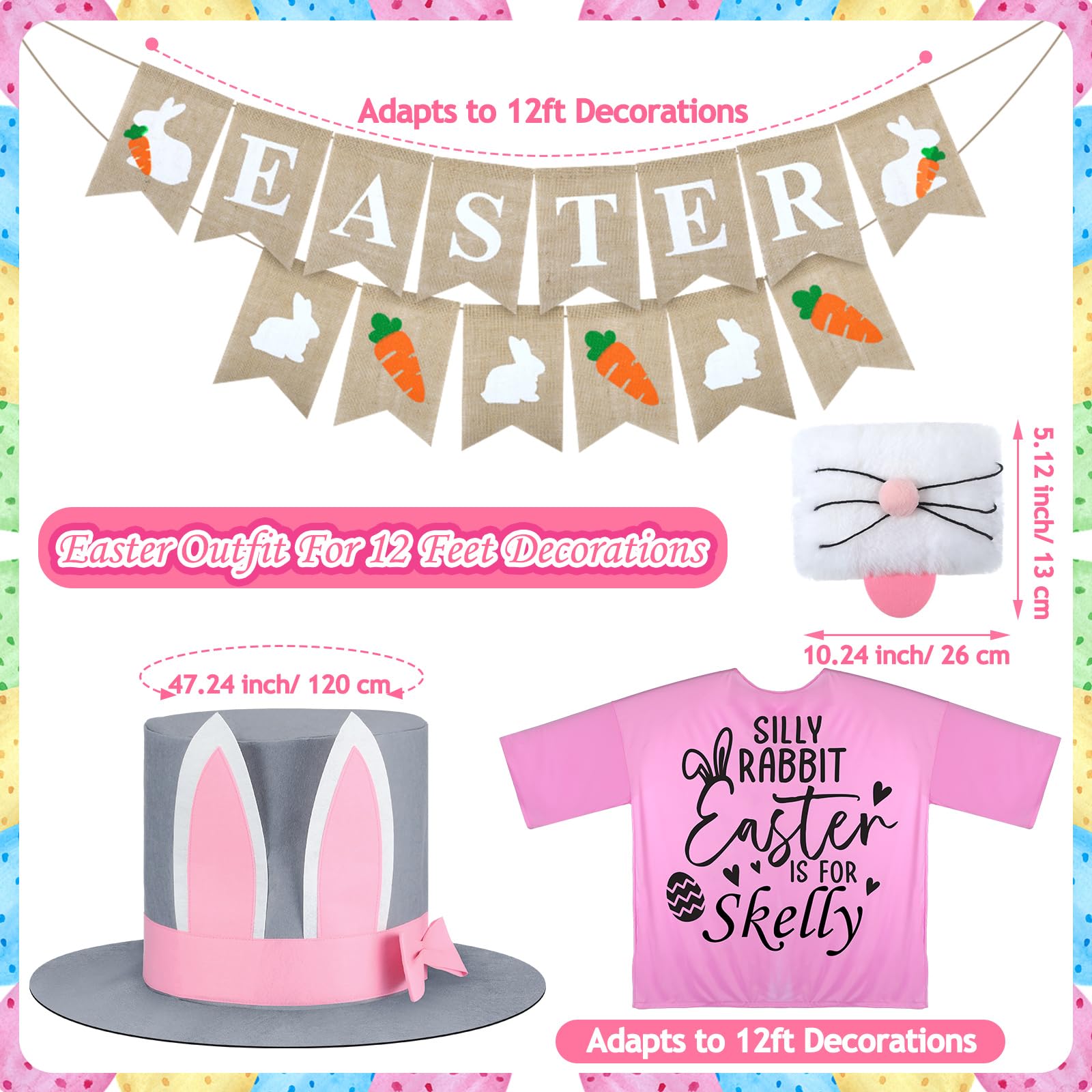 VioraWhite bunny nose decoration enhances the skeleton's cute Easter look