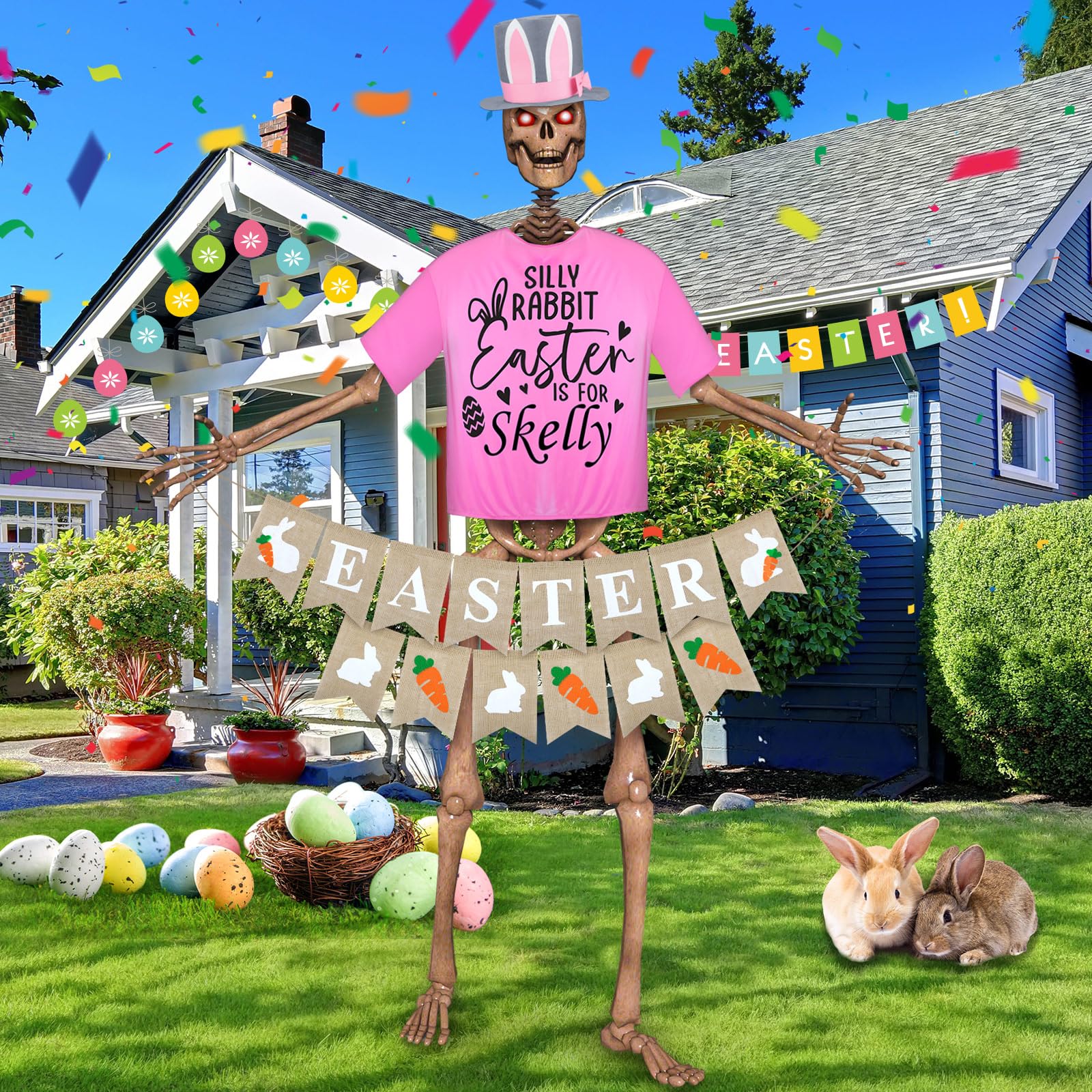 VioraWhite Easter banner provides a bold backdrop for garden displays