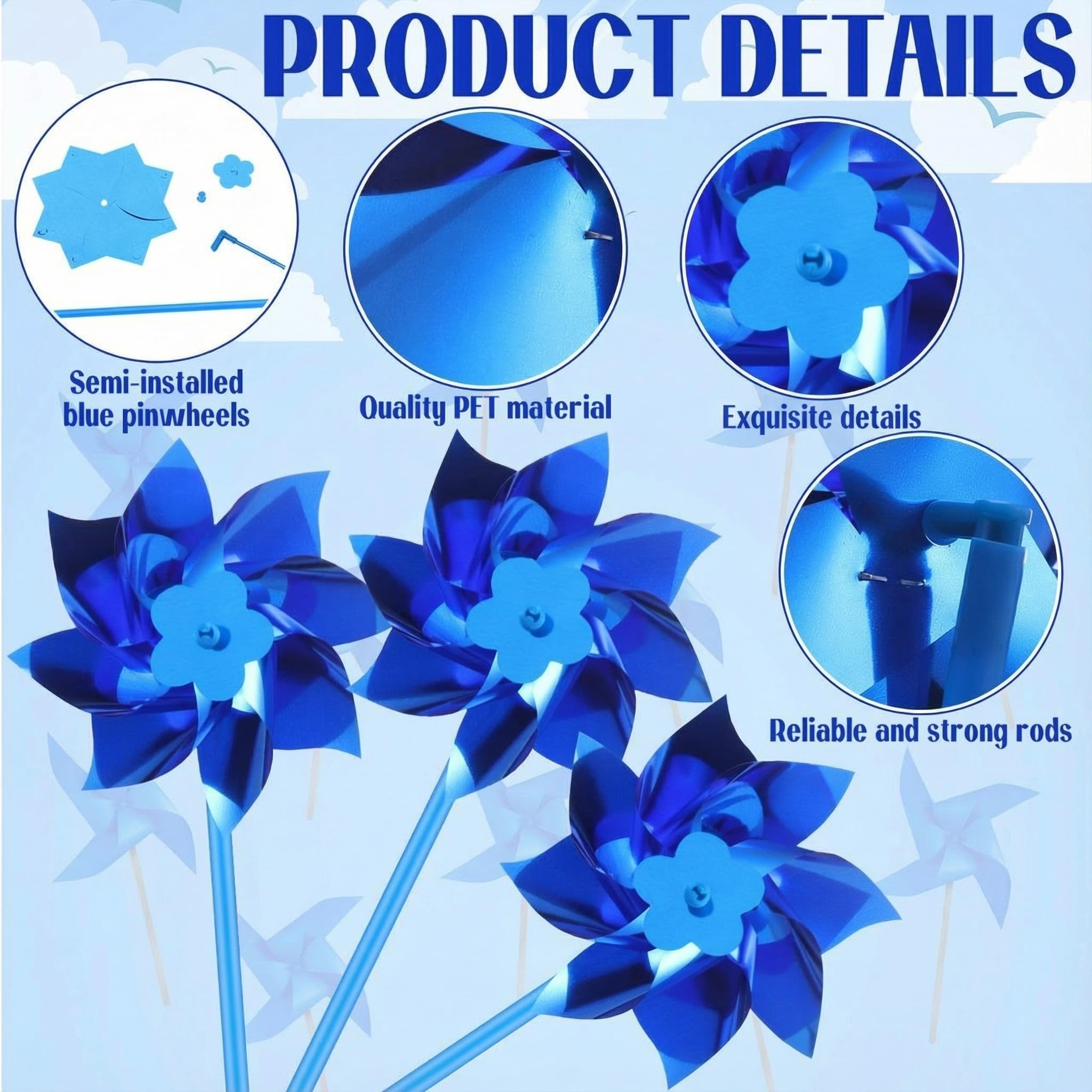 VioraWhite pinwheels on stakes promote awareness at outdoor gatherings.