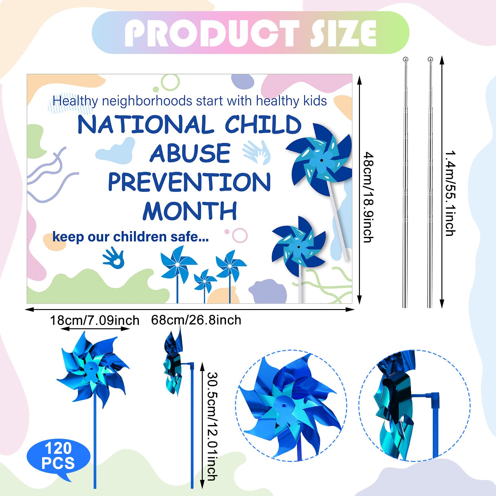 VioraWhite yard sign for child abuse prevention awareness at events.