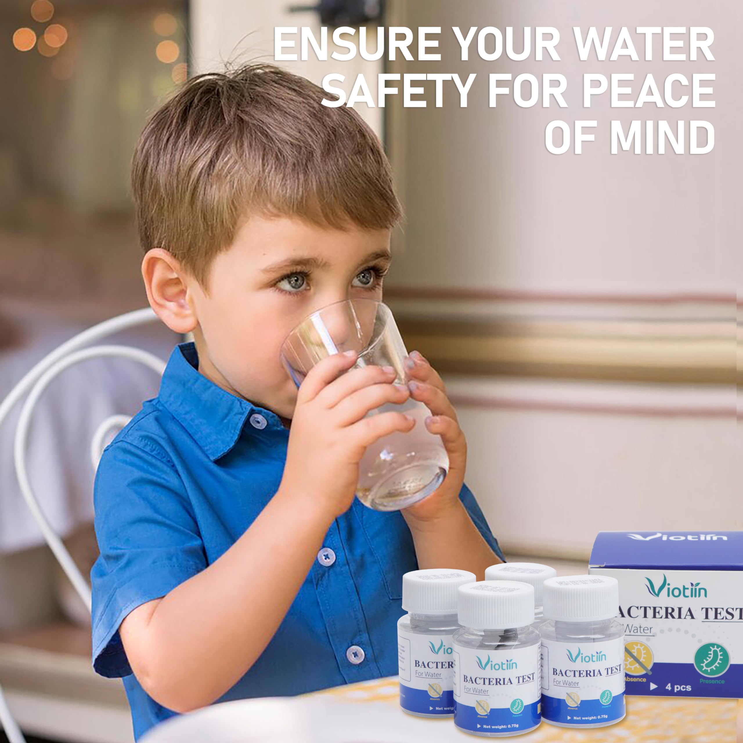 Viotiin eight-test kit enabling cost-effective water quality screening at home.