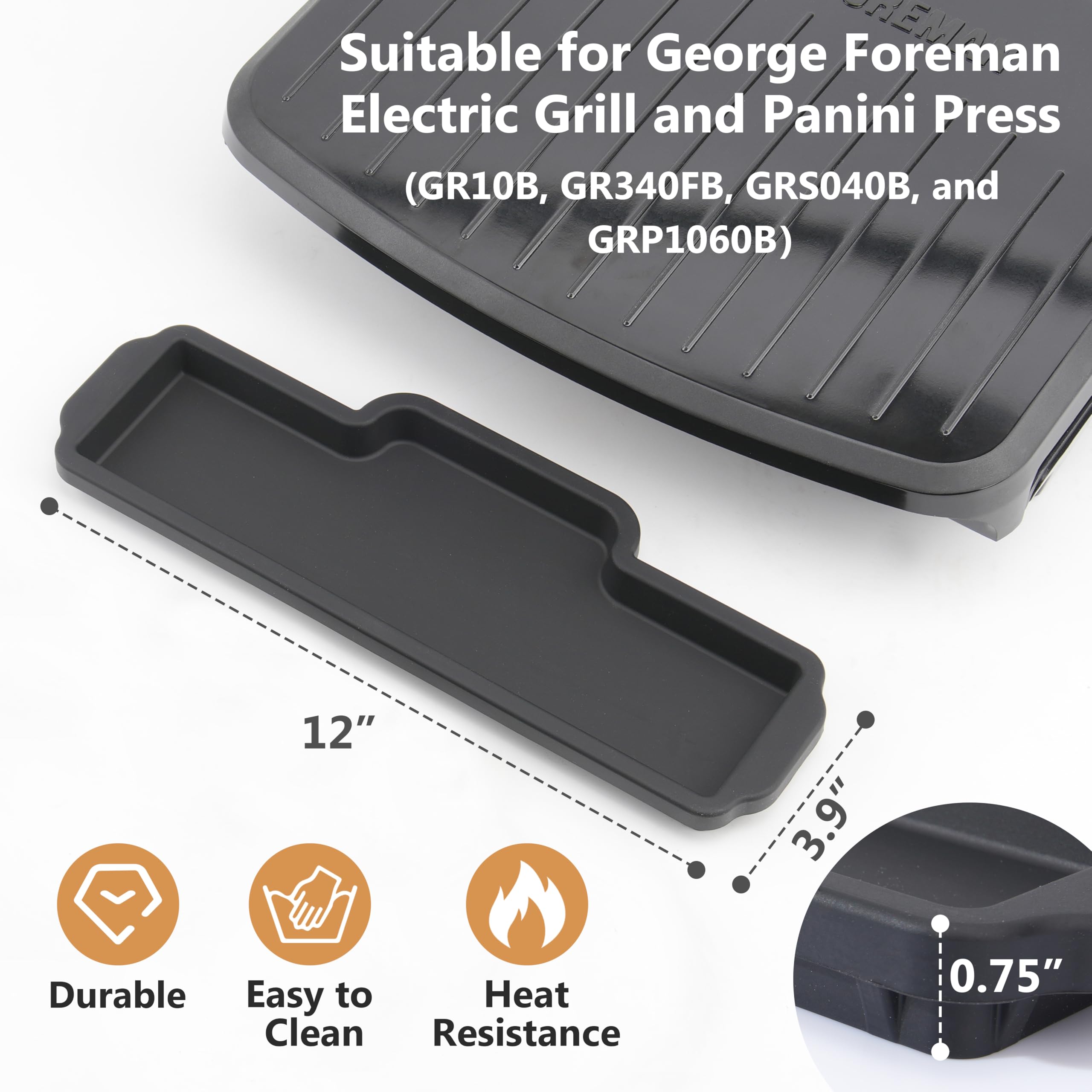 Viotiin George Foreman GR10B drip tray, larger capacity for less frequent emptying