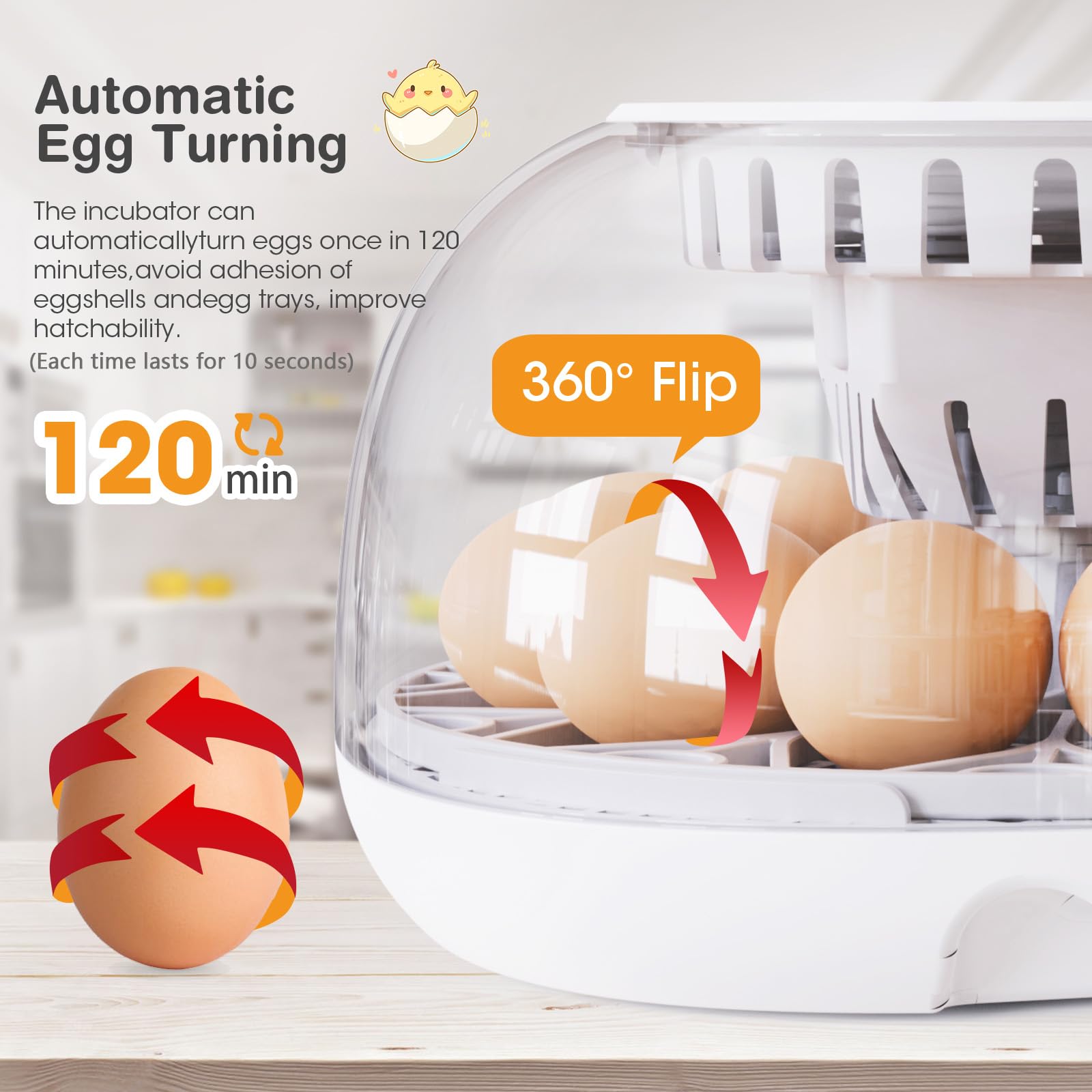 Viowey incubator LED display and candle for clear embryo monitoring.