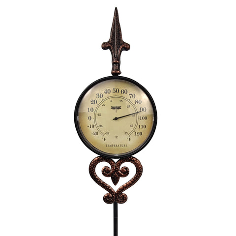 VIOYOUNS cast iron thermometer decorative garden stake for outdoor spaces