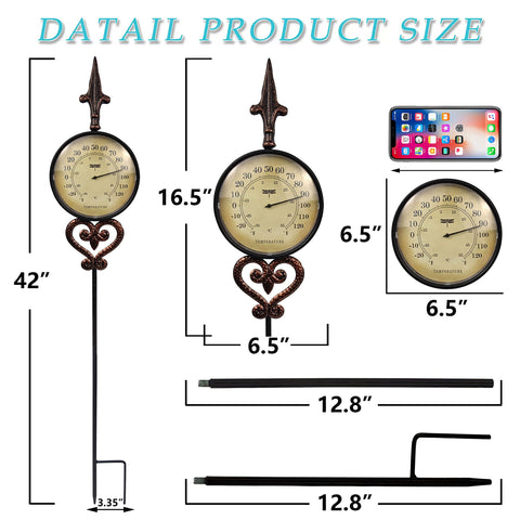 VIOYOUNS retro garden stake thermometer adds vintage charm to exteriors