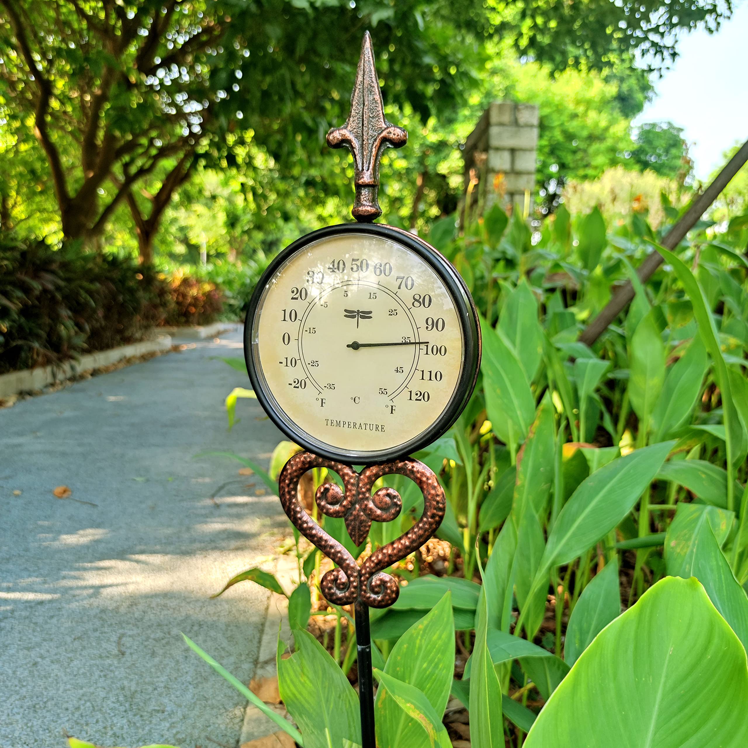 VIOYOUNS round dial outdoor thermometer with clear readout for easy viewing