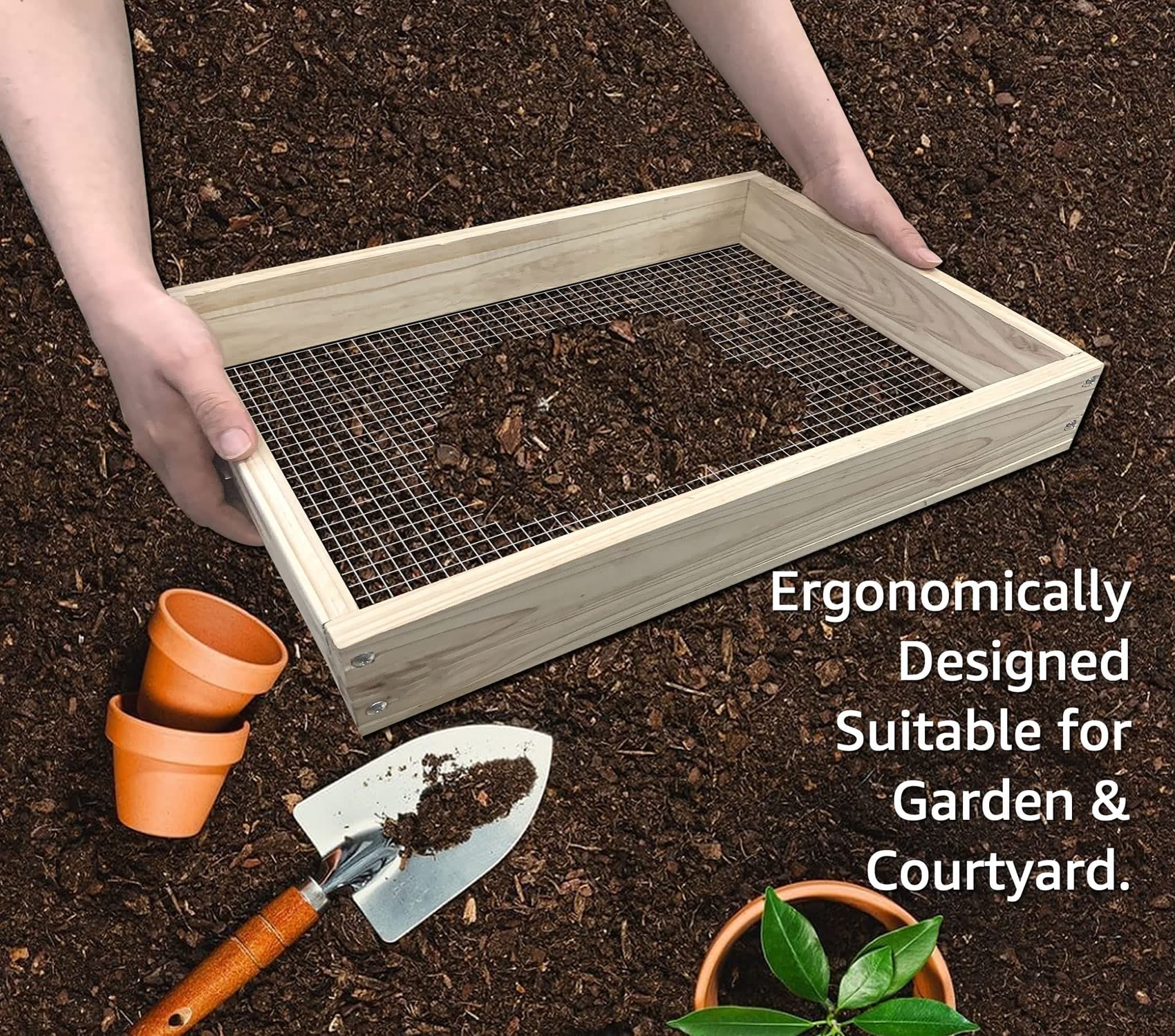 VIPMORE soil sifter in multi-use application for sand and soil