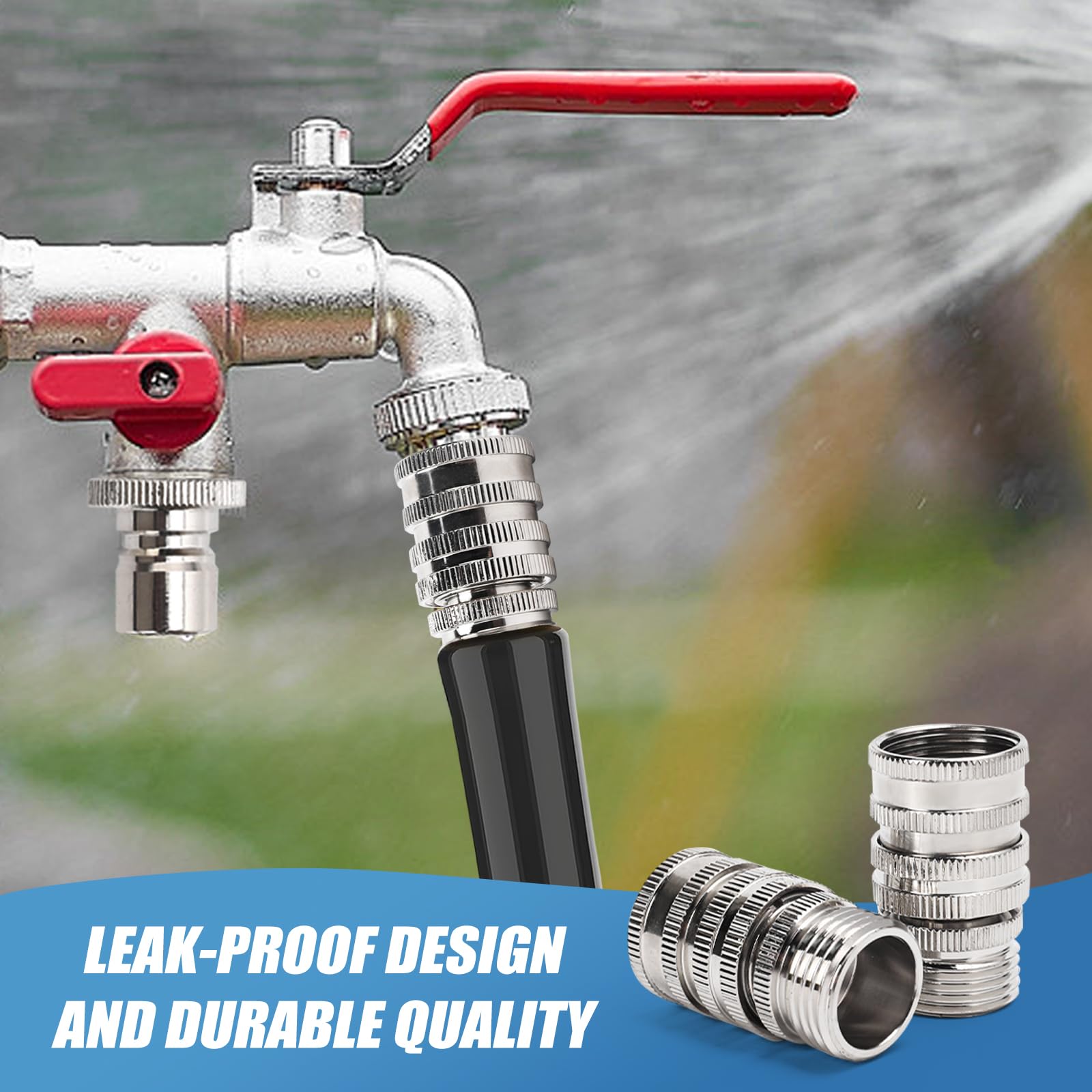 VIPRUSH multi-use hose connector in action for irrigation and outdoor cleaning.