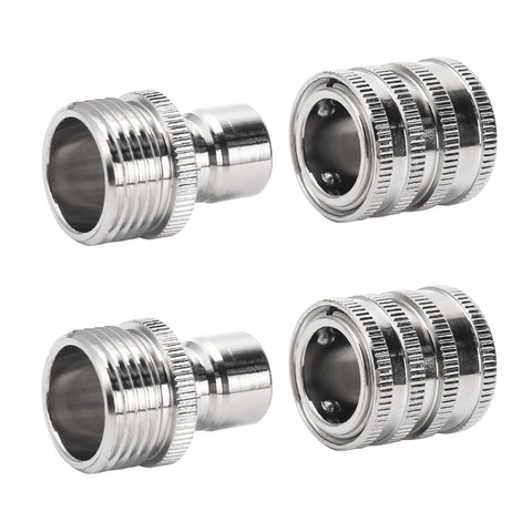 VIPRUSH stainless steel quick connect set assembled, optimized for durable outdoor watering.