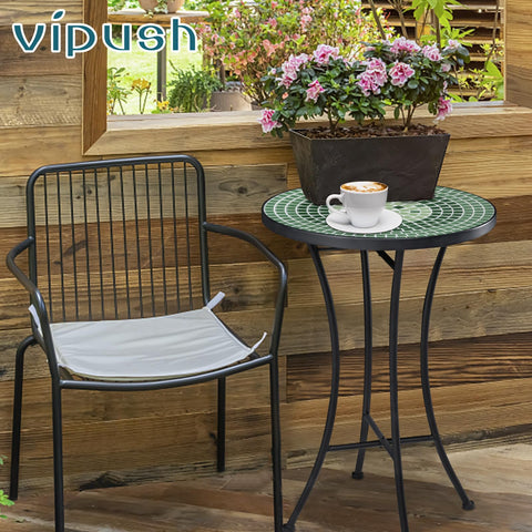 Vipush 14-inch round folding table ideal beside chairs for coffee or drinks.