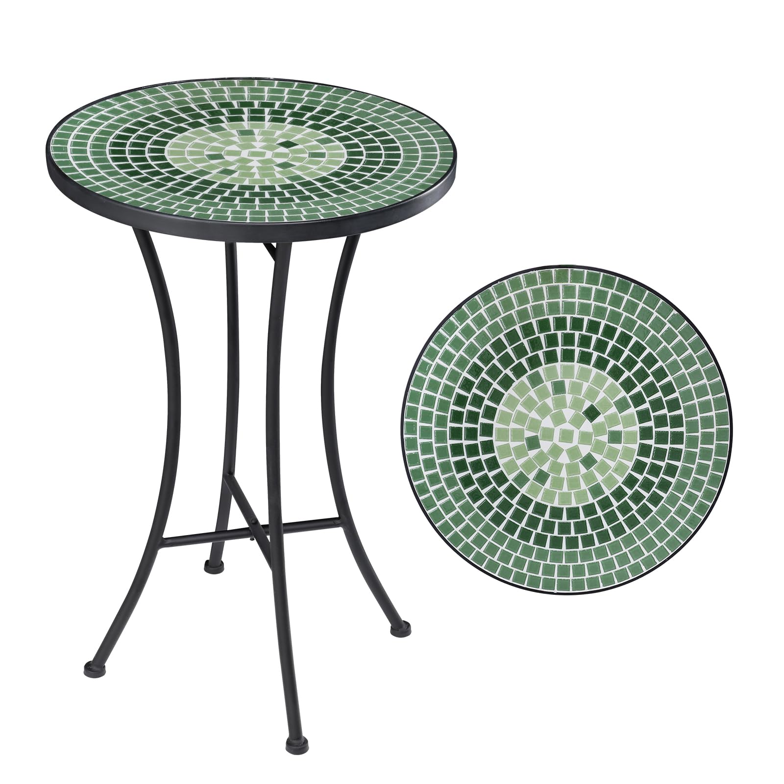Vipush mosaic outdoor side table with ceramic top adds elegant display to any patio.