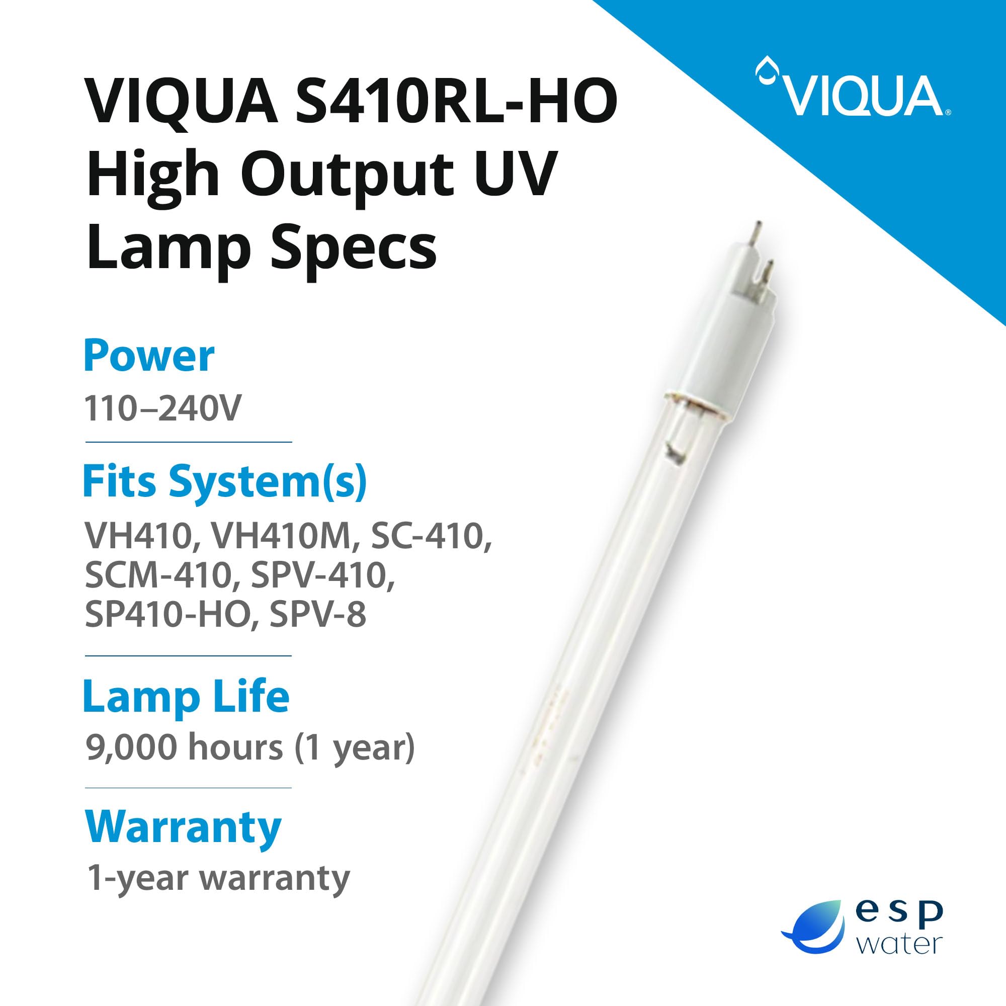 Lamp installed in VH410 system illustrating installation readiness and compatibility.