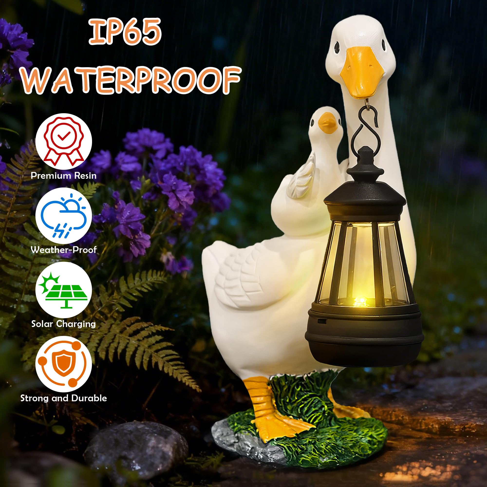 ViQuHaT solar lantern goose pendant brightens evenings outdoors
