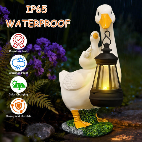 ViQuHaT solar lantern goose pendant brightens evenings outdoors