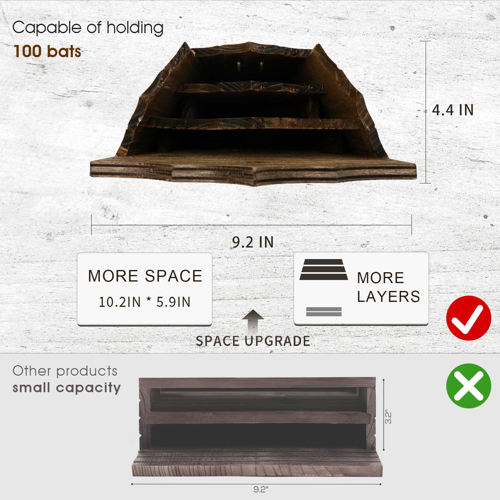 VIREESR bat house entrance slot close-up emphasizes easy access.