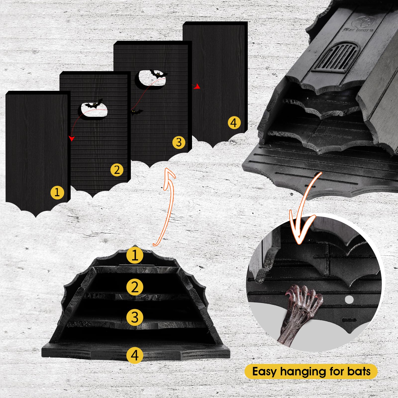 VIREESR black outdoor bat house blends with yard and promotes warmer roosting