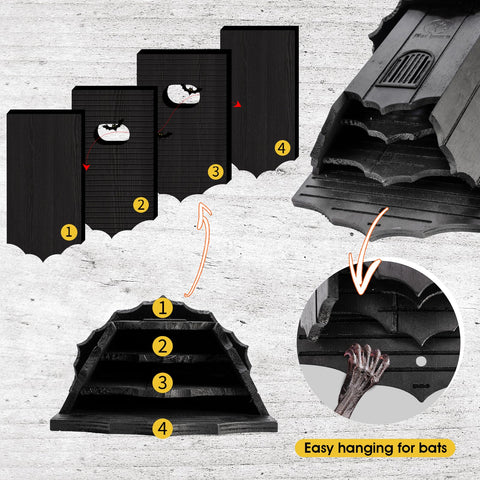 VIREESR black outdoor bat house blends with yard and promotes warmer roosting
