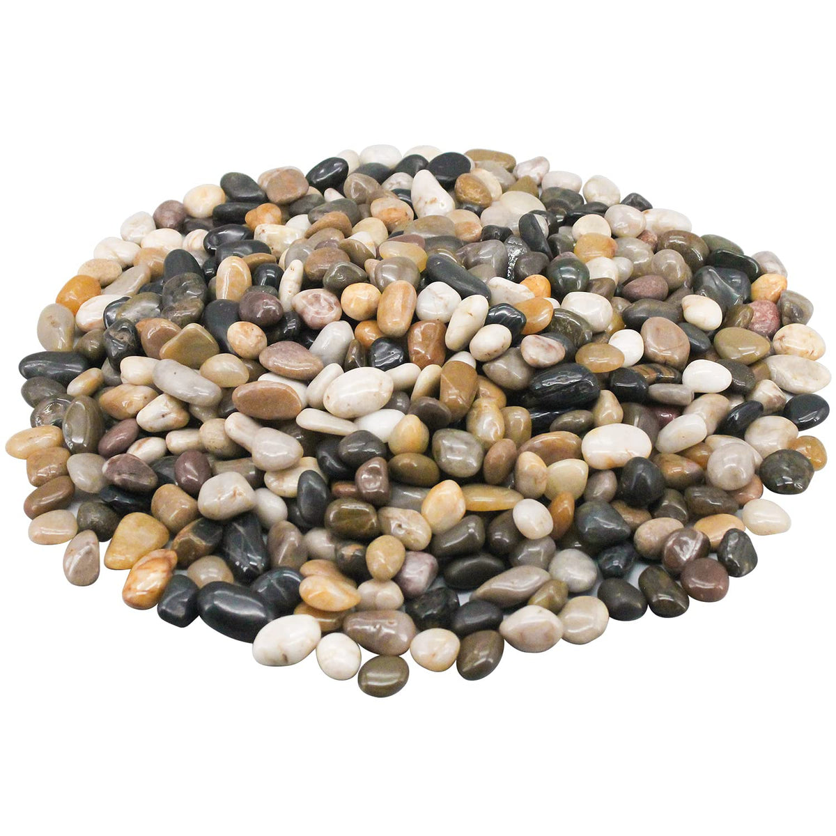 Virekm river rocks in natural color tones for aquarium decor.