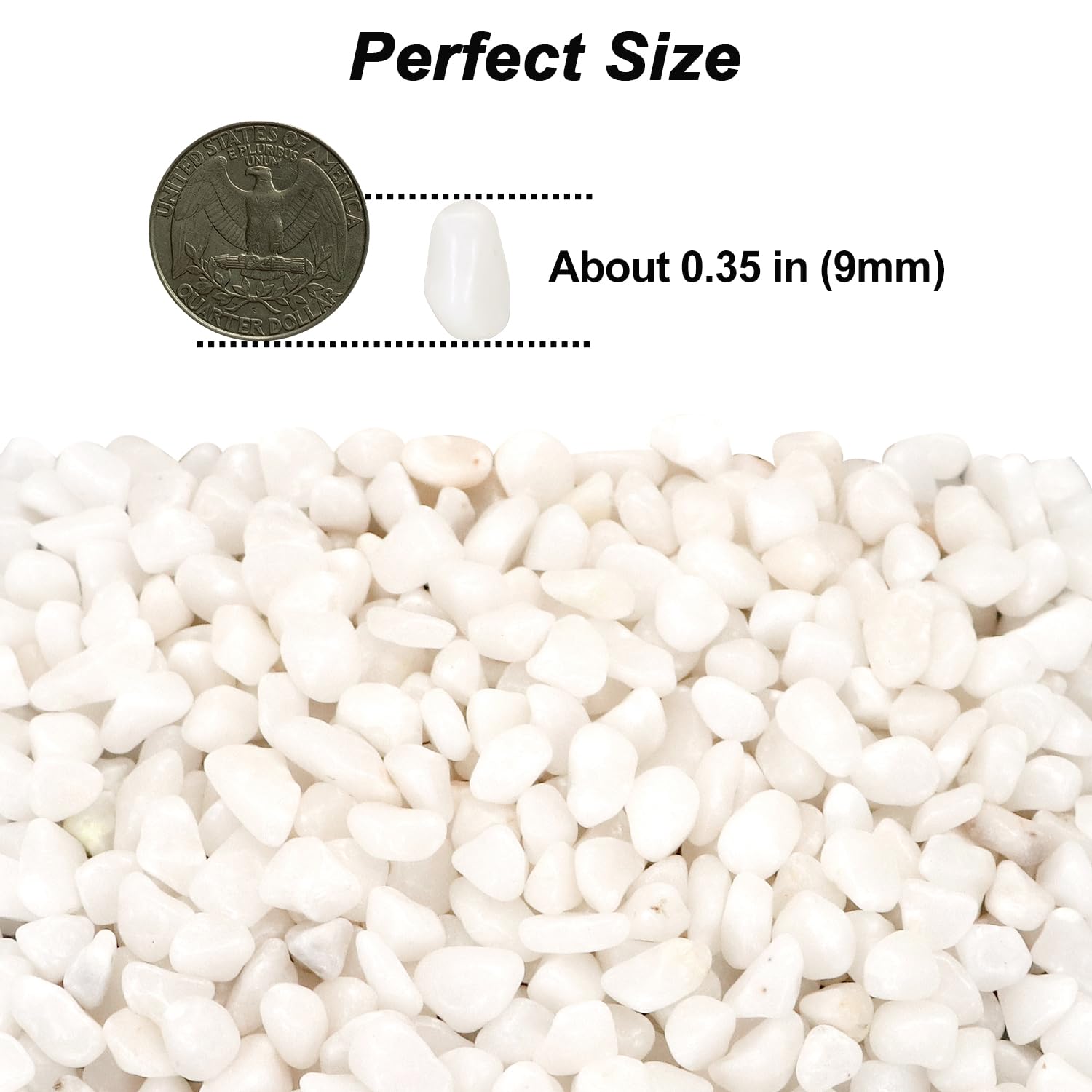 Virekm white river rocks used to define flower beds and edging.