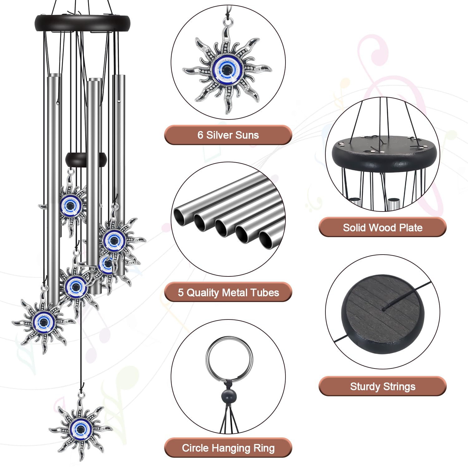 Virekm wind chime package includes one durable, easy-to-hang piece.