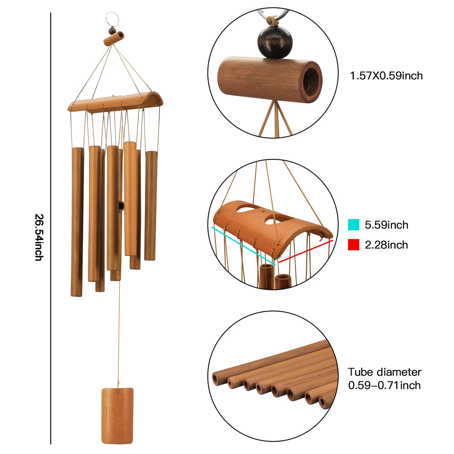 Virekm wind chimes with a 24.8 inch height enhance porch decor.