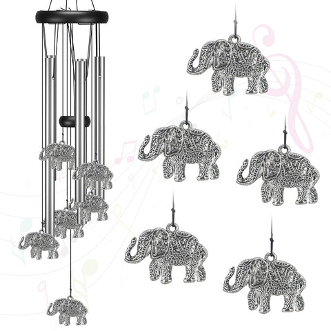 Virekm elephant decor wind chime enhances outdoor ambiance with lucky symbolism