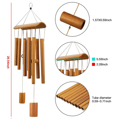 Virekm windchimes outdoors bamboo tubes length variety for balanced ambiance.