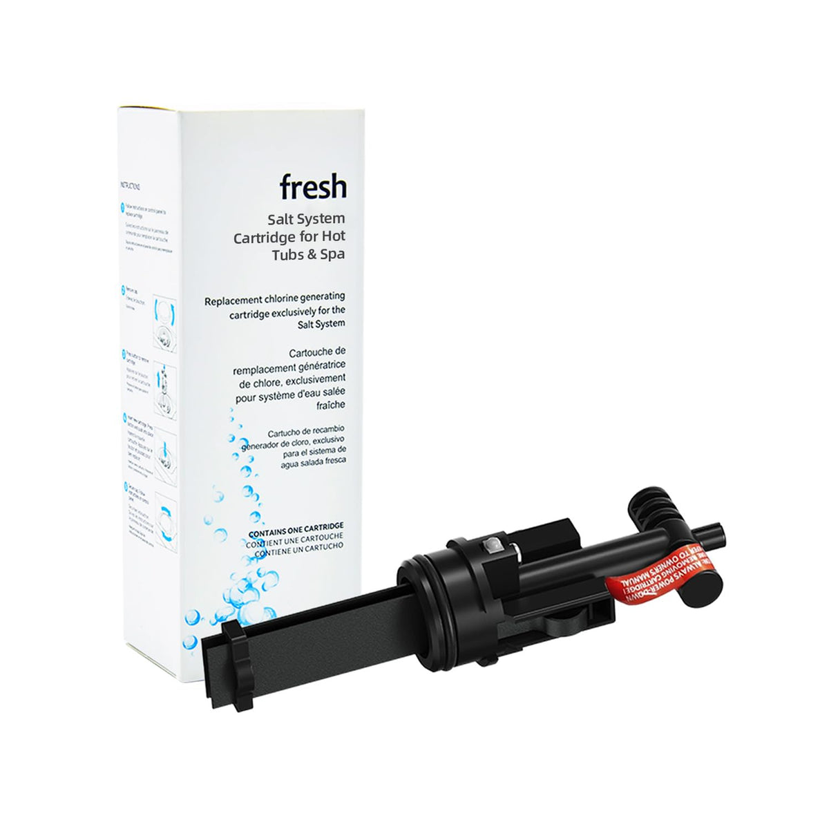 Virellionixis salt-system cartridge replacement demonstrates easy swap for clean spa water