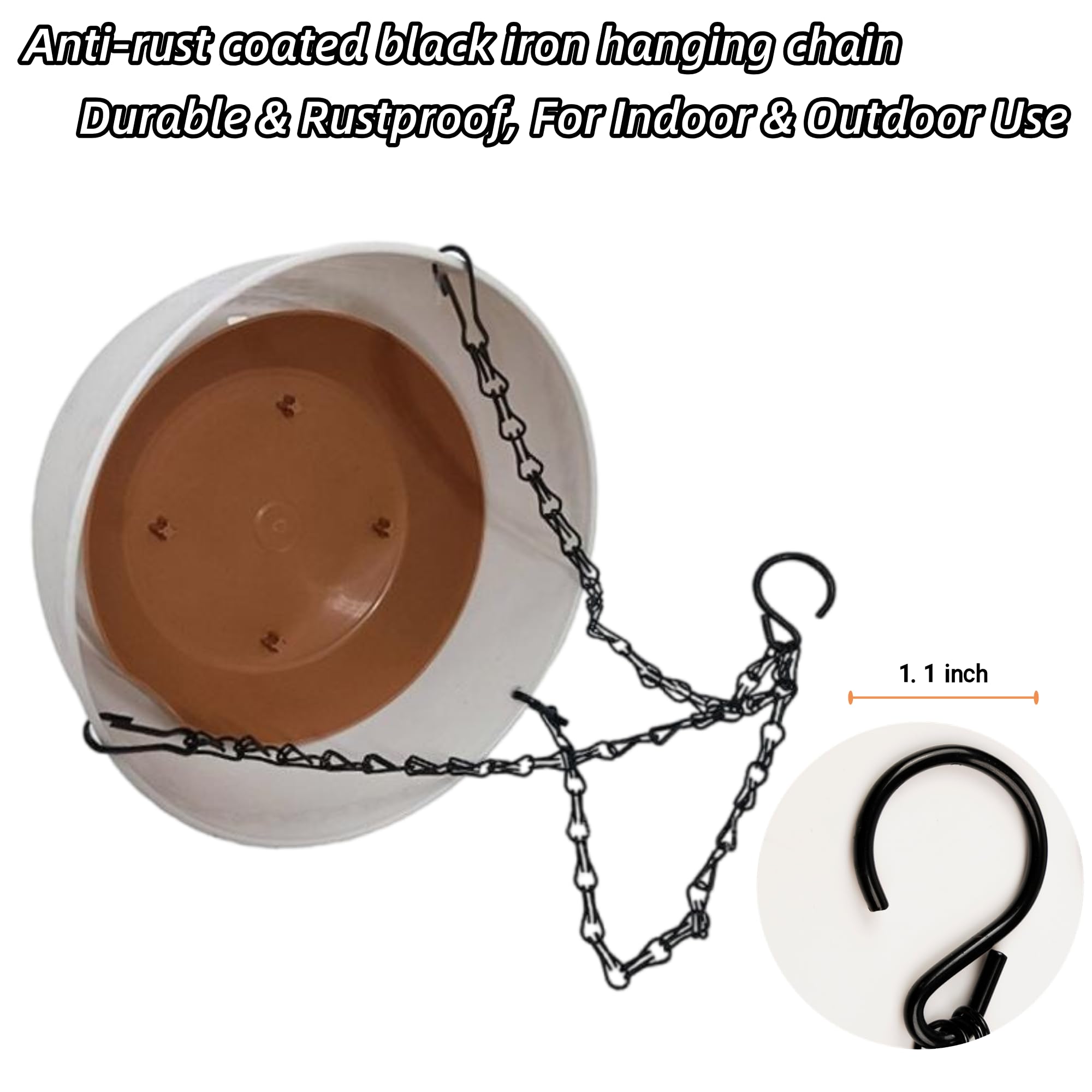 VIREYA classic hook design chain ensures compatibility with most planters and decor.